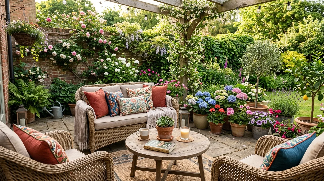 Cozy Patio With Wicker Furniture